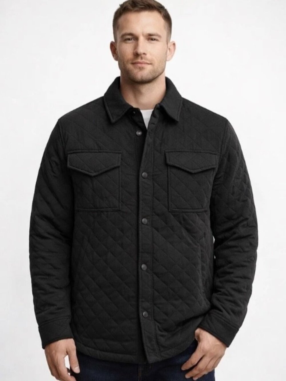 Dakine Shacket Shirt Jacket Mens Large L Black Quilted Overshirt Snap Front